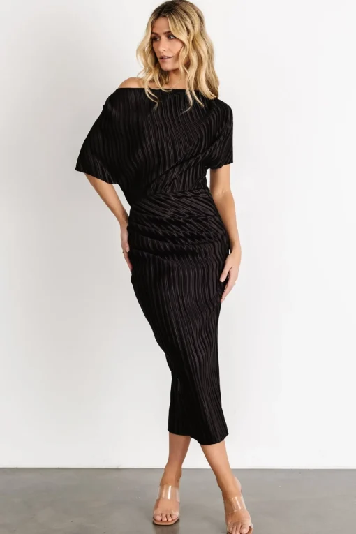 Winslow Pleated Midi Dress | Black