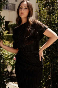 Winslow Pleated Midi Dress | Black