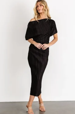 Winslow Pleated Midi Dress | Black