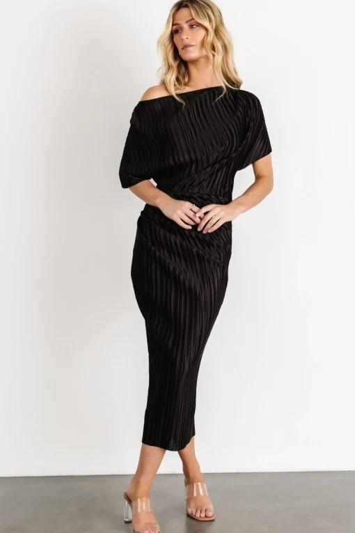 Winslow Pleated Midi Dress | Black