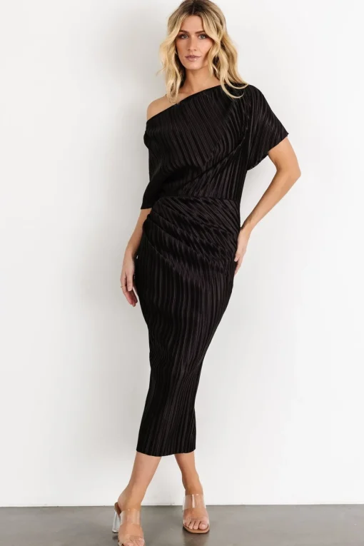 Winslow Pleated Midi Dress | Black