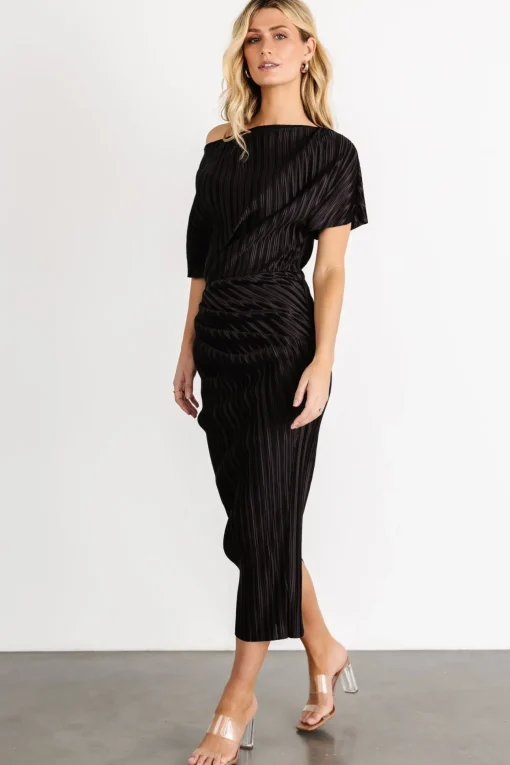 Winslow Pleated Midi Dress | Black