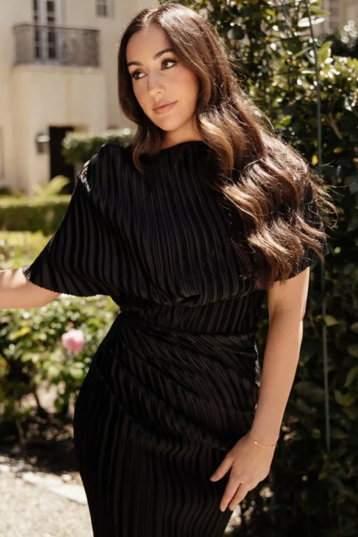 Winslow Pleated Midi Dress | Black