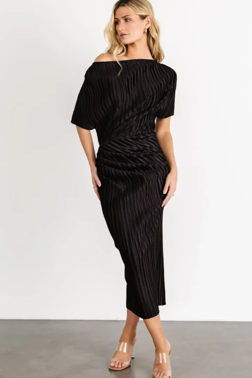 Winslow Pleated Midi Dress | Black