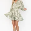 Yves Short Dress | Green print