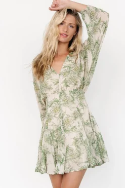 Yves Short Dress | Green print