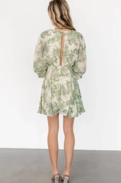 Yves Short Dress | Green print