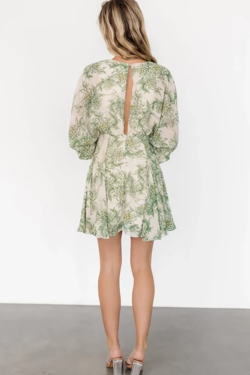 Yves Short Dress | Green print