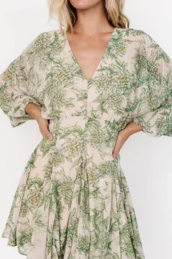 Yves Short Dress | Green print