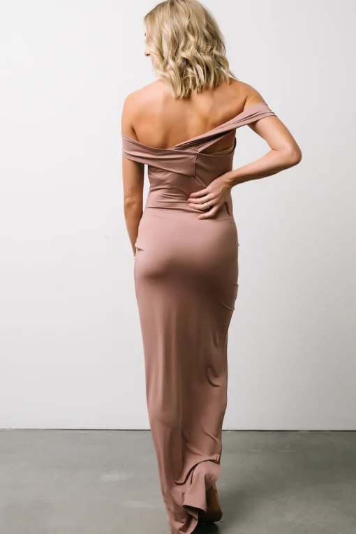 Zaire Off Shoulder Maxi Dress | Dusty Mauve
