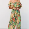 Zanzibar Off Shoulder Jumpsuit | Green Multi