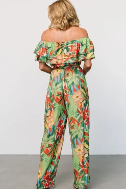Zanzibar Off Shoulder Jumpsuit | Green Multi