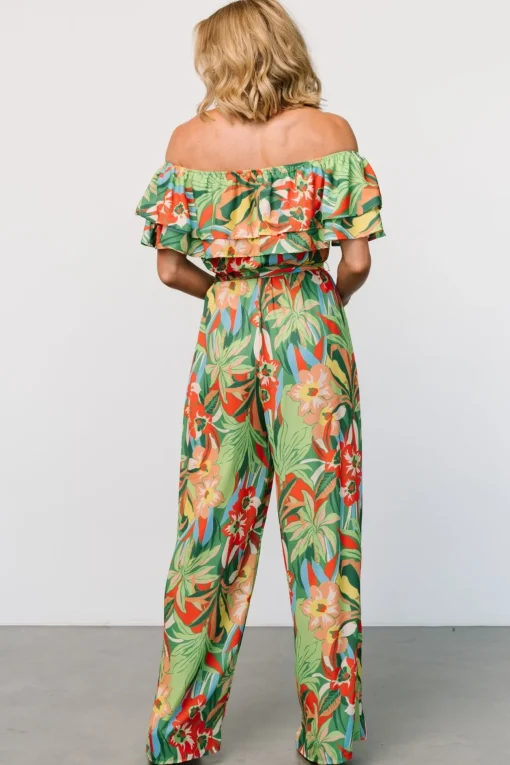 Zanzibar Off Shoulder Jumpsuit | Green Multi